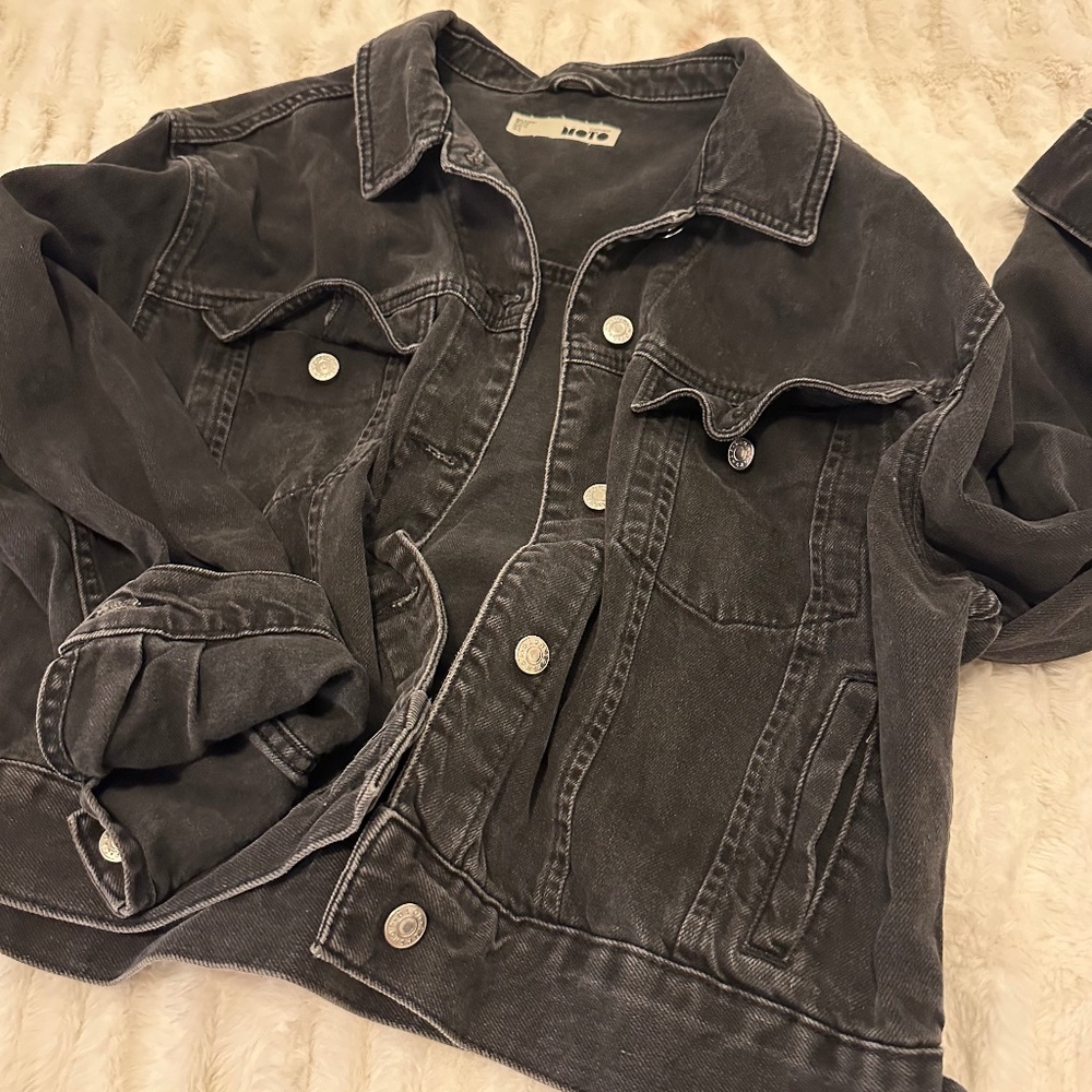 Topshop Moto Denim Dark Grey Jacket